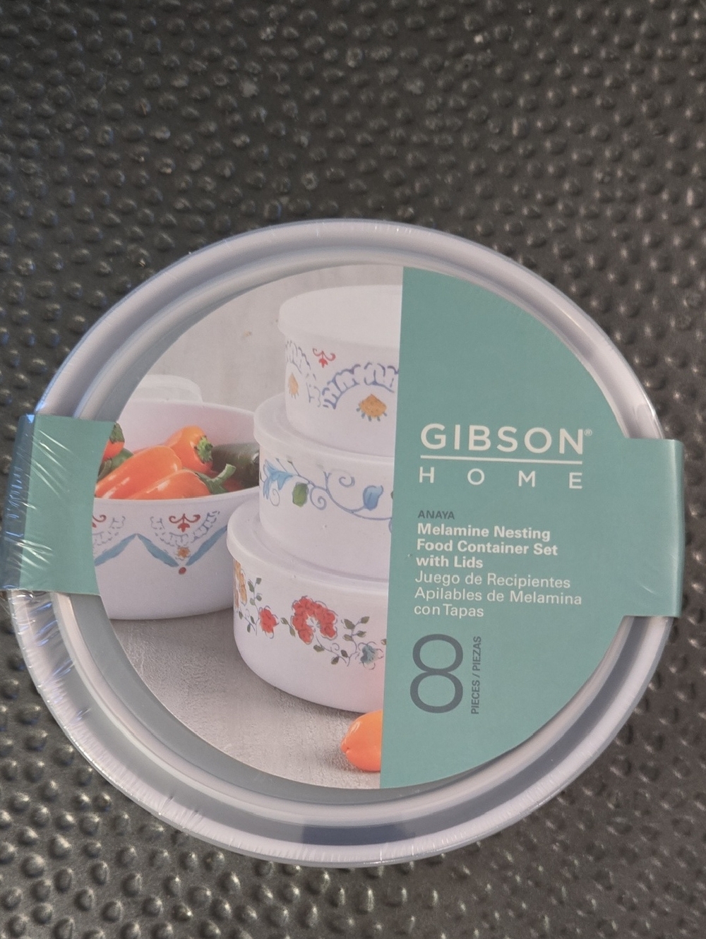 NWT Gibson Melamine Nesting Food Container Set with Decorative Floral Pattern
